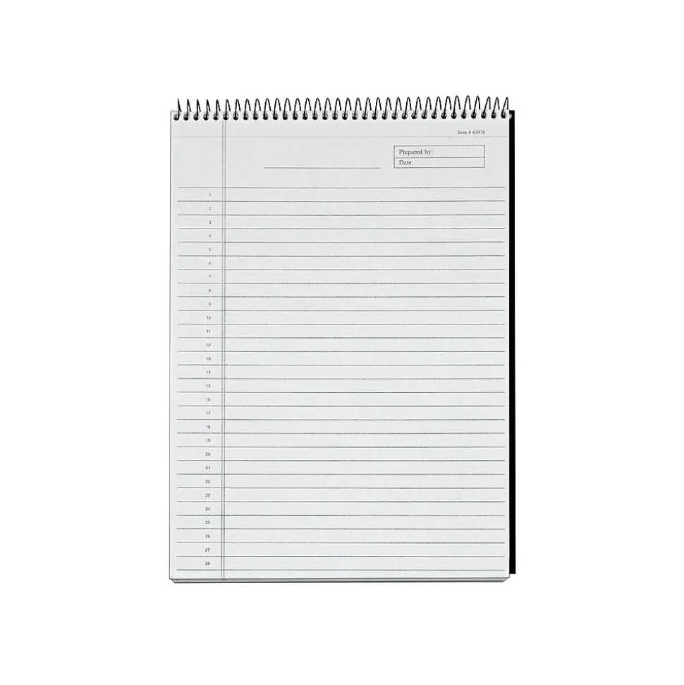 TOPS Docket Diamond Notepad, 8.5" x 11.75", Wide Ruled, Black, 60 Sheets/Pad (TOP 63978)