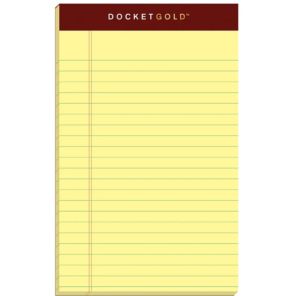 Tops Docket Gold Notepads, 5" x 8", Canary, 50 Sheets/Pad, 12 Pads/Pack