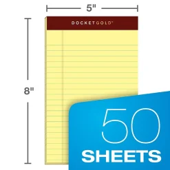 Tops Docket Gold Notepads, 5" x 8", Canary, 50 Sheets/Pad, 12 Pads/Pack