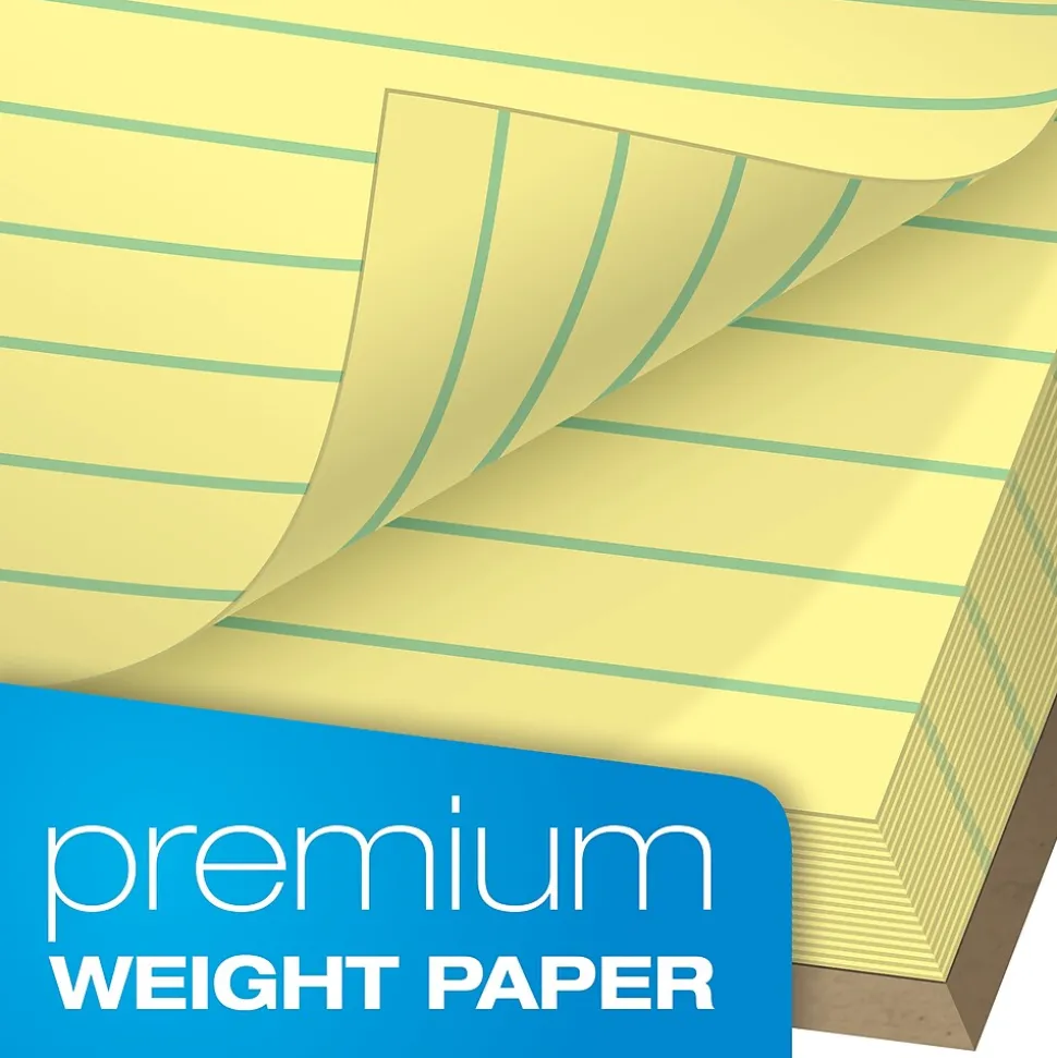 Tops Docket Gold Notepads, 5" x 8", Canary, 50 Sheets/Pad, 12 Pads/Pack