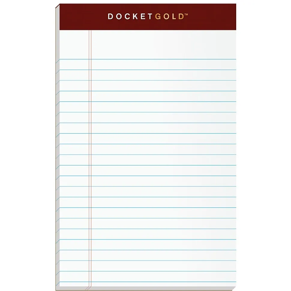 Tops Docket Gold Notepads, 5" x 8", White, 50 Sheets/Pad, 12 Pads/Pack (63910)