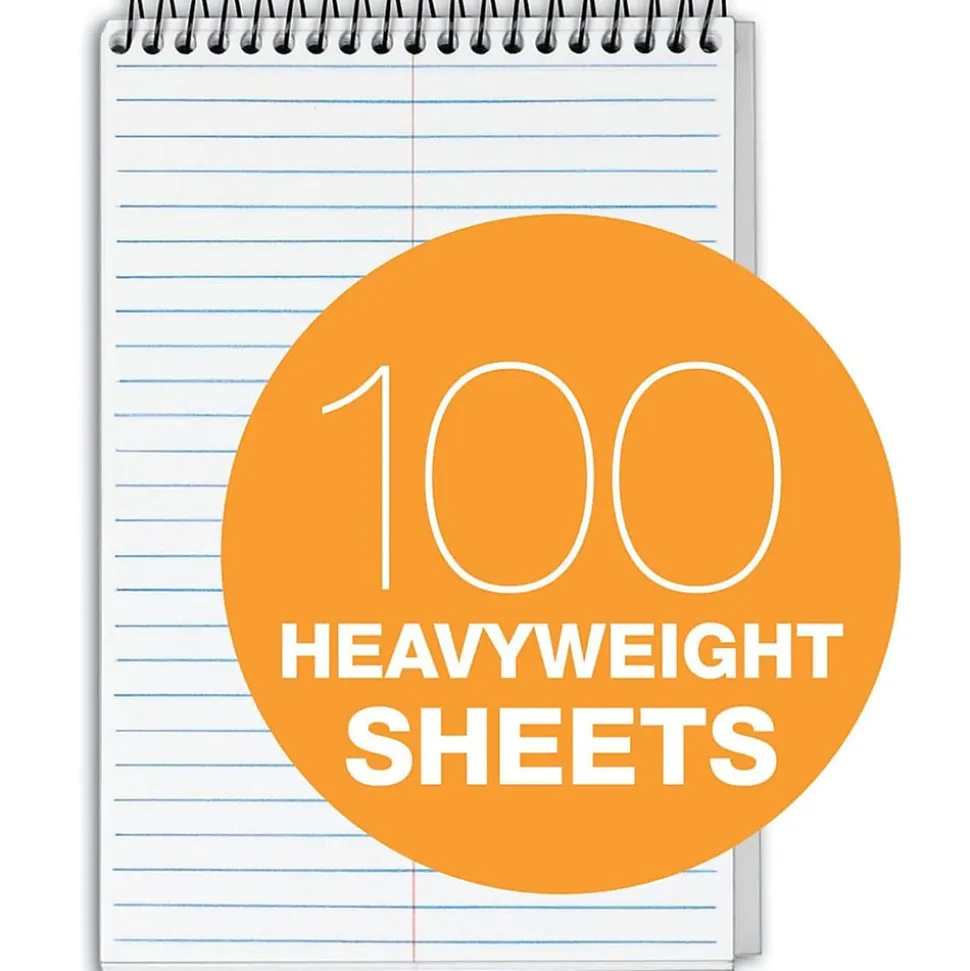 TOPS Docket Gold Steno Pad, 6" x 9", Gregg Ruled, White, 100 Sheets/Pad (99708)