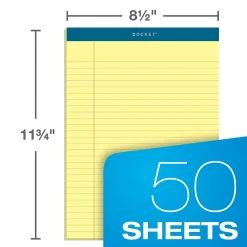 TOPS Docket Notepads, 8.5" x 11.75", Wide Ruled, Canary, 50 Sheets/Pad, 12 Pads/Pack (TOP63400)