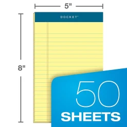 TOPS Docket Notepads, 5" x 8", Narrow Ruled, Canary, 50 Sheets/Pad, 12 Pads/Pack (TOP 63350)