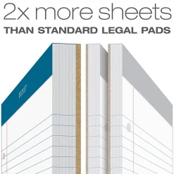 TOPS Double Docket Writing Tablet, 8-1/2" x 11-3/4", Legal Ruled, White, 100 Sheets/Pad (63379)