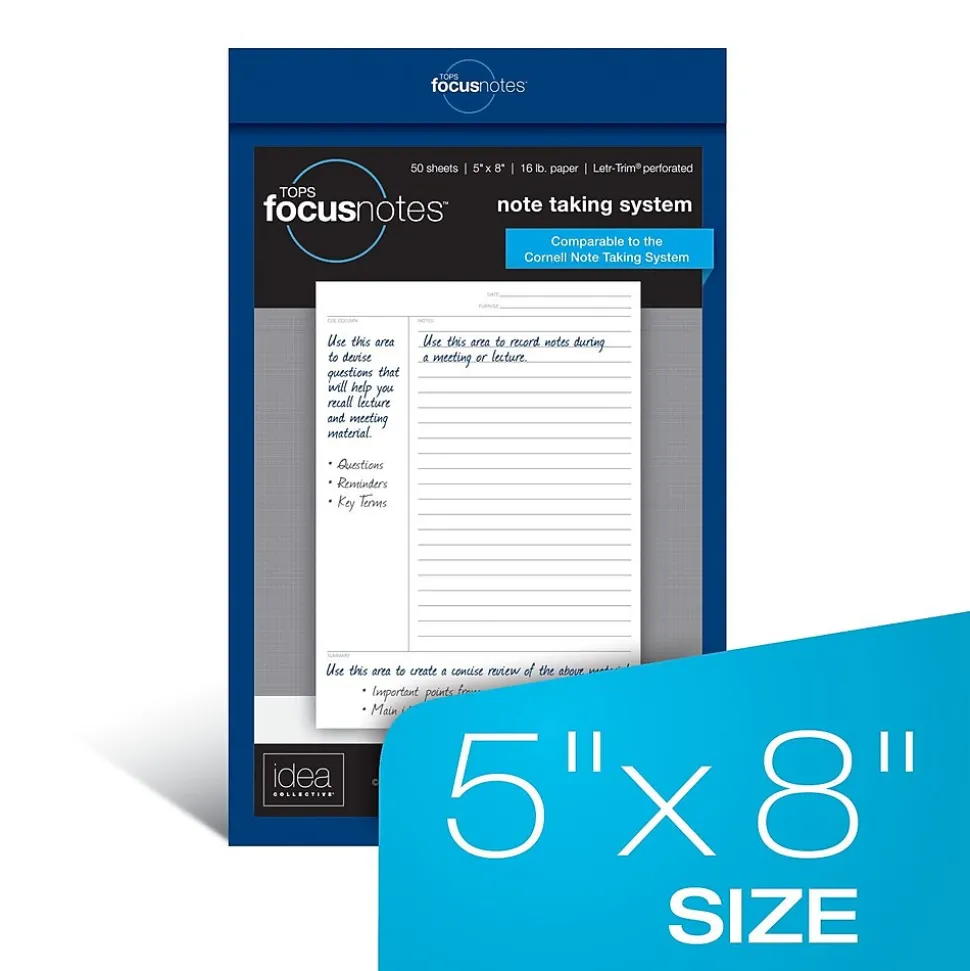 Tops® FocusNotes® Notepad, 5" x 8", White, 50 Sheets/Pad (77153)