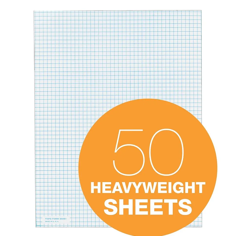 TOPS Graph Pad, 8.5" x 11", Quad Ruled, White, 50 Sheets/Pad (33051)
