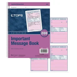 TOPS Important Message 2-Part Ruled Book, 11" x 8.25", White/Canary, 50 Sheets/Pad (4005)