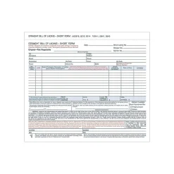 TOPS 3-Part Carbonless Bill of Lading, 8.5"L x 7.44"W, 250 Sets/Book, /Box (L3841)