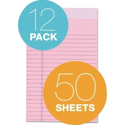TOPS Prism+ Legal Notepads, 5" x 8", Narrow Ruled, Pink, 50 Sheets/Pad, 12 Pads/Pack (63050)