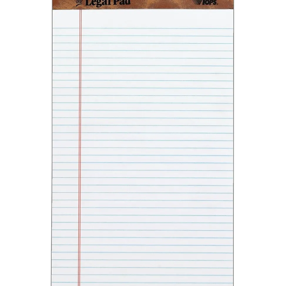 TOPS The Legal Pad Writing Pad, White, Legal Ruled, 8 1/2" x 14", 50 Sheets/Pad, 1/Pk