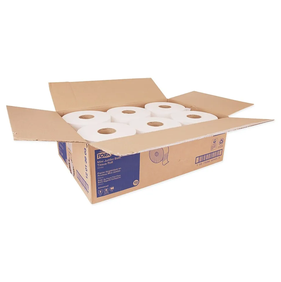 Tork Advanced Jumbo Bath Tissue, Septic Safe, 1-Ply, White, 3.48" x 1,200 ft, 12 Rolls/Carton (TRK12013903)