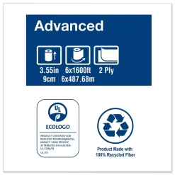 Tork Advanced Jumbo Bath Tissue, Septic Safe, 2-Ply, White, 1600 ft/Roll, 6 Rolls/Carton (TRK12021502)