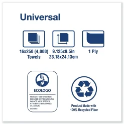 Tork Universal Multifold Hand Towel, 9.13 x 9.5, Natural, 250/Pack,16 Packs/Carton (TRKMK530A)