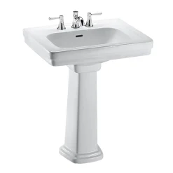 Toto Promenade Rectangular Pedestal Bathroom Sink for 8 inch Center Faucets, Cotton White (LPT530.8N#01)