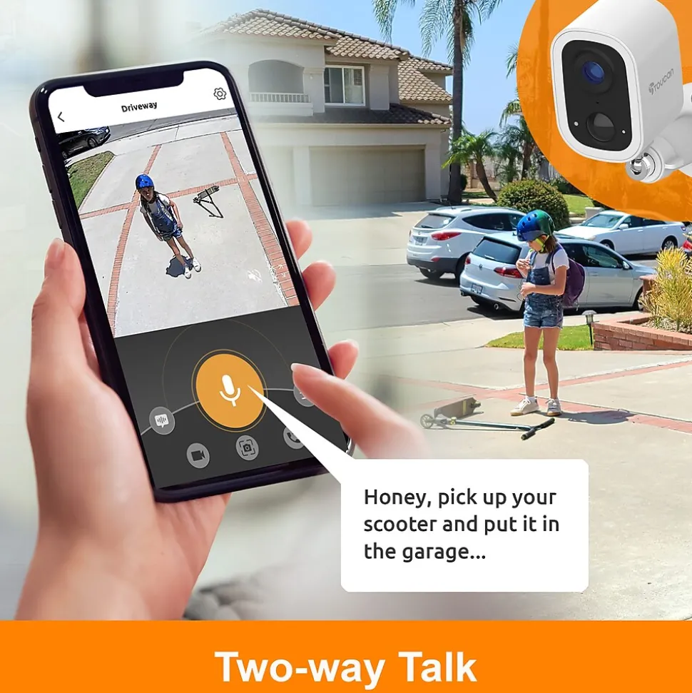 Toucan S4 Wireless Outdoor Smart Battery Operated Security Camera, Night Vision, White (TWC400S)