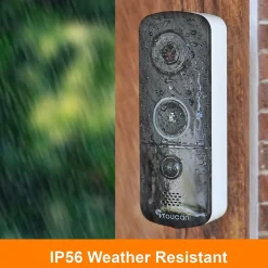 Toucan V3 Wireless Battery Operated Video Doorbell, Chime, Night Vision, Wi-Fi, IP56 Weather Resistant, Black