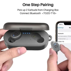 TOZO T10S Wireless Earbuds, Bluetooth, Gray (TOZOT10SGRY)