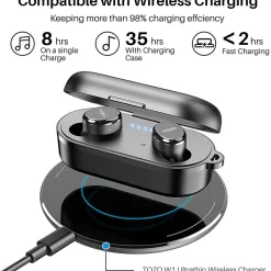 TOZO T10S Wireless Earbuds, Bluetooth, Black (TOZOT10SBLK)