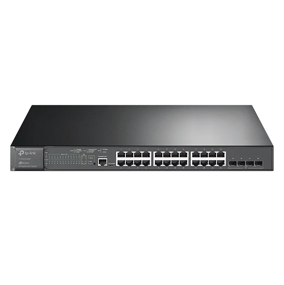 TP-LINK JetStream 24-Port Gigabit Ethernet PoE+ Managed Switch, Black (TL-SG3428MP)