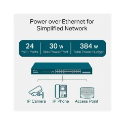 TP-LINK JetStream 24-Port Gigabit Ethernet PoE+ Managed Switch, Black (TL-SG3428MP)