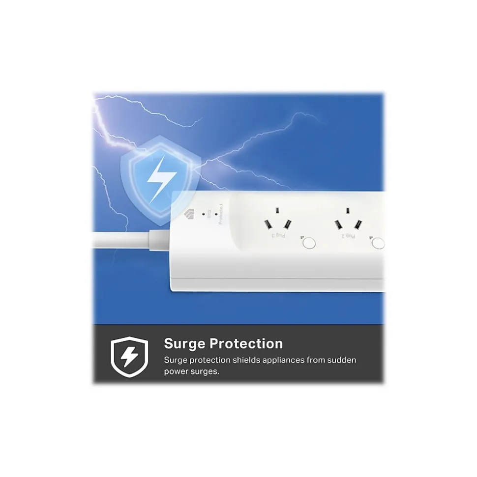 TP-LINK Kasa Smart 3-Outlet 2-USB Port Surge Protector, White (KP303)