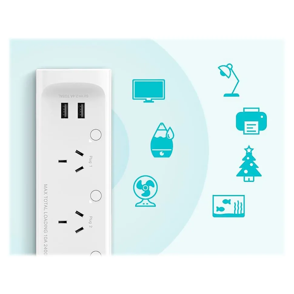 TP-LINK Kasa Smart 3-Outlet 2-USB Port Surge Protector, White (KP303)