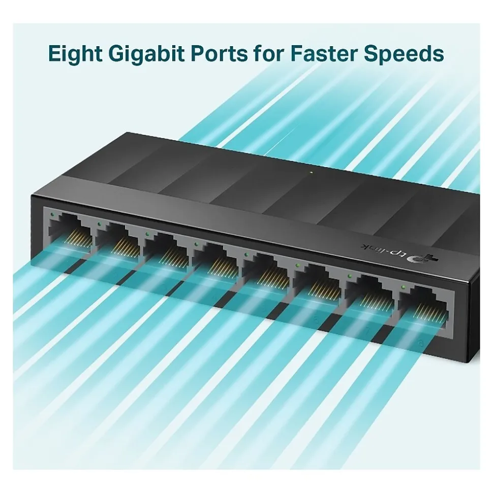 TP-Link LS1008G Litewave 8 Port Layer 2 Gigabit Ethernet Switch Unmanaged, Black
