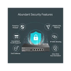 TP-Link Omada 6-Port Gigabit Ethernet VPN Managed Router, 6Gbps, Black (ER7206)