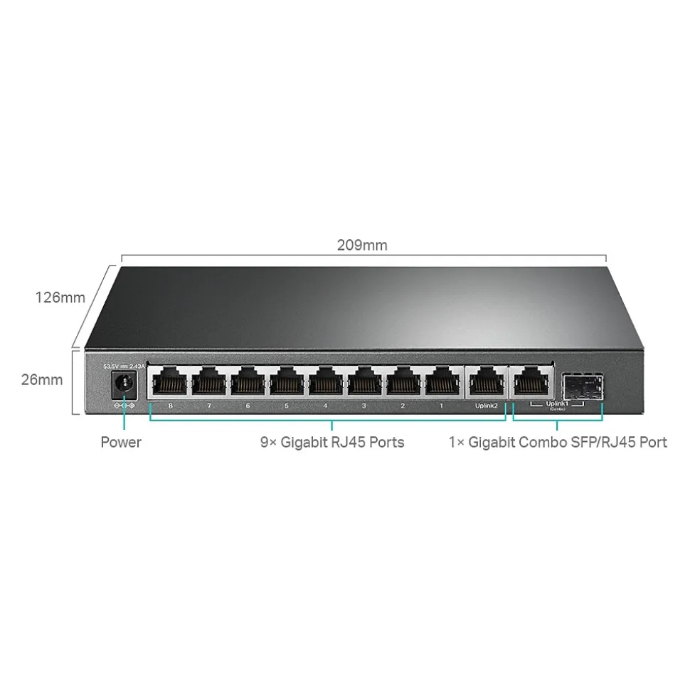TP-LINK 10-Port Gigabit Ethernet PoE Smart Switch, Black (TL-SG1210MPE)