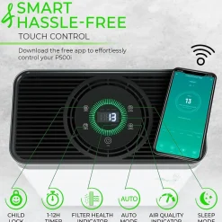 Treblab PUROXYGEN P500I H13 HEPA Filter Air Purifier,WiFi Enabled, White