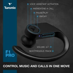 Treblab Turonic F1 Pro Wireless Earbuds, Black (F1-PRO-B)