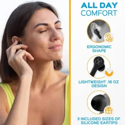 Treblab WX8 True Wireless IPX8 Waterproof Earbuds, Bluetooth, Black