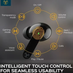 TREBLAB X1 True Wireless Earbuds, Waterproof IPX4, Bluetooth, Black