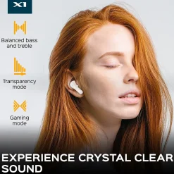 TREBLAB X1-W True Wireless Earbuds, IPX4 Waterproof, Bluetooth, White