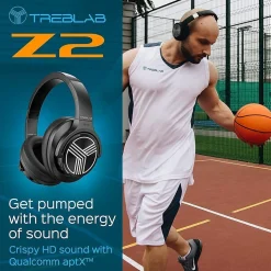 Treblab Z2-B Over Ear Workout Headphones with Microphone