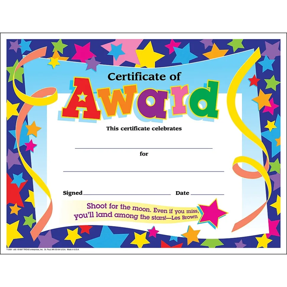 TREND Certificate of Award Colorful Classics Certificates, 30 Per Pack, 6 Packs (T-2951-6)