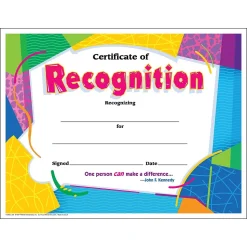 TREND Certificate of Recognition Colorful Classics Certificates, 30 Per Pack, 6 Packs (T-2965-6)