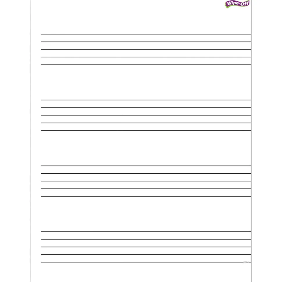 Trend Music Staff Wipe-Off Chart Laminated Paper Dry-Erase Whiteboard, 17" x 22", 6/Pack (T-27304-6)