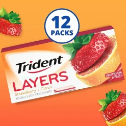 Trident Layers Sugar Free Wild Strawberry & Tangy Citrus Gum, 14 Pieces/Pack, 12/Box (AMC60001)