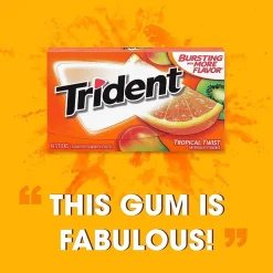Trident Sugar Free Tropical Twist Gum, 14 Pieces/Pack, 12/Box (MOZ01110)
