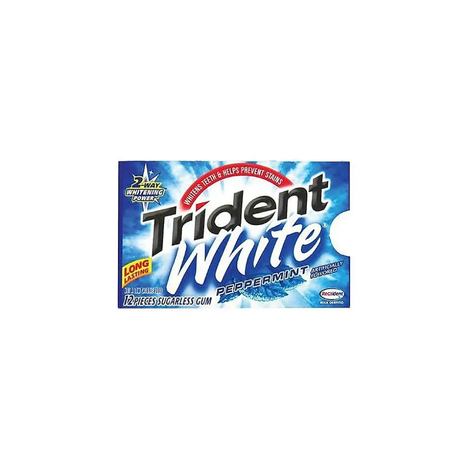 Trident White Sugar Free Peppermint Gum, 12 Pieces/Pack, 9/Box (AMC67608)