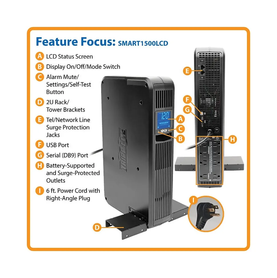 Tripp Lite UPS 900VA Battery Backup UPS, 8-Outlets, Black (OMNI900LCD)