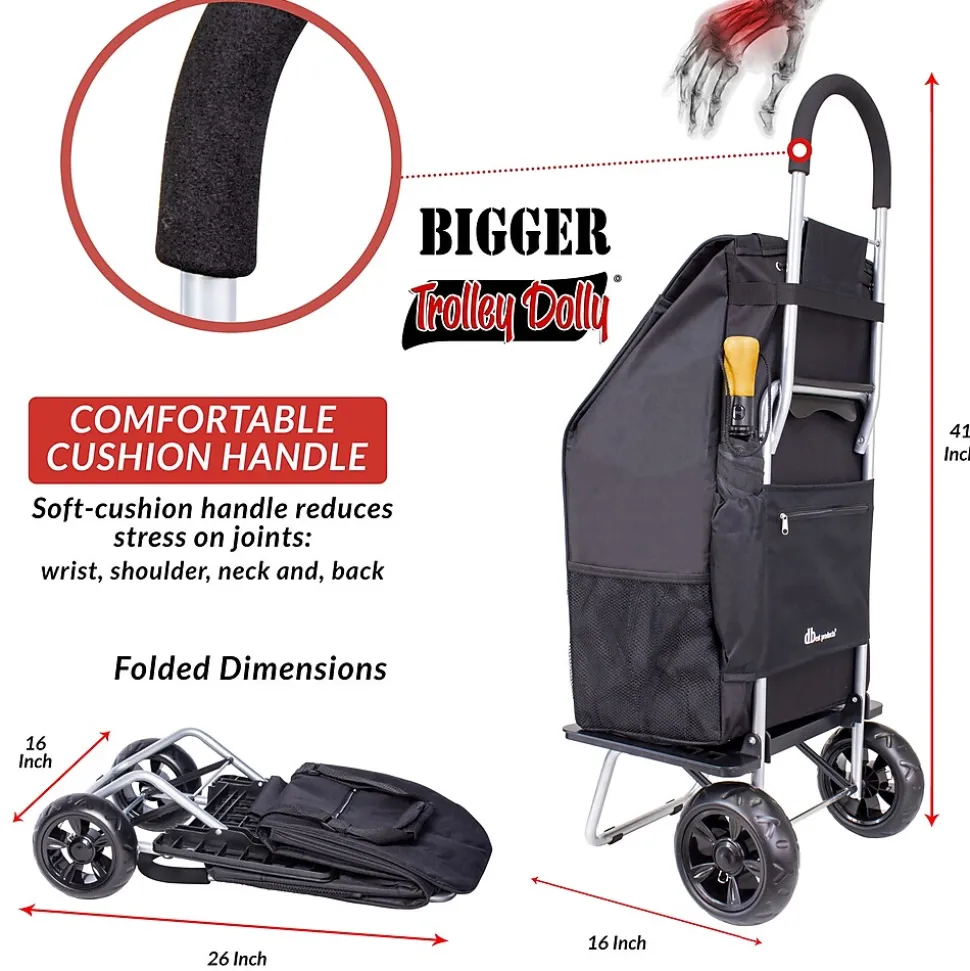 Trolley Dolly Bigger Folding Hand Truck, 200 lb. Capacity, Black (01-562)
