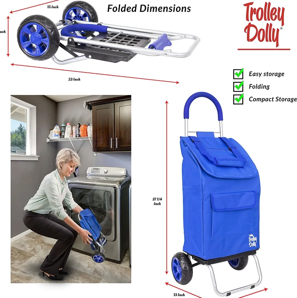 Trolley Dolly Standard Folding Hand Truck, 110 lb. Capacity, Blue (01-060)