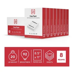 TRU RED 8.5" x 11" Copy Paper, 20 lbs., 92 Brightness, 500 Sheets/Ream, 8 Reams/Carton (TR59702)