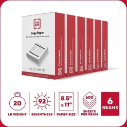 TRU RED™ 8.5" x 11" Copy Paper, 20 lbs., 92 Brightness, 600 Sheets/Ream, 6 Reams/Carton (TR62091)