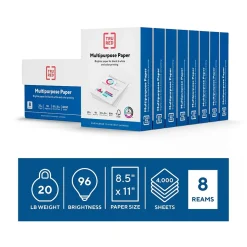 TRU RED™ 8.5" x 11" Multipurpose Paper, 20 lbs., 96 Brightness, 500 Sheets/Ream, 8 Reams/Carton (TR56964)