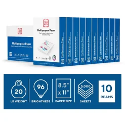 TRU RED™ 8.5" x 11" Multipurpose Paper, 20 lbs., 96 Brightness, 500 Sheets/Ream, 10 Reams/Carton (TR56962)