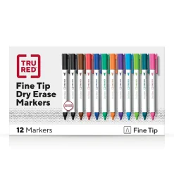 TRU RED™ Dry Erase Marker, Fine Tip, Assorted, 12/Pack (TR61434-CC)